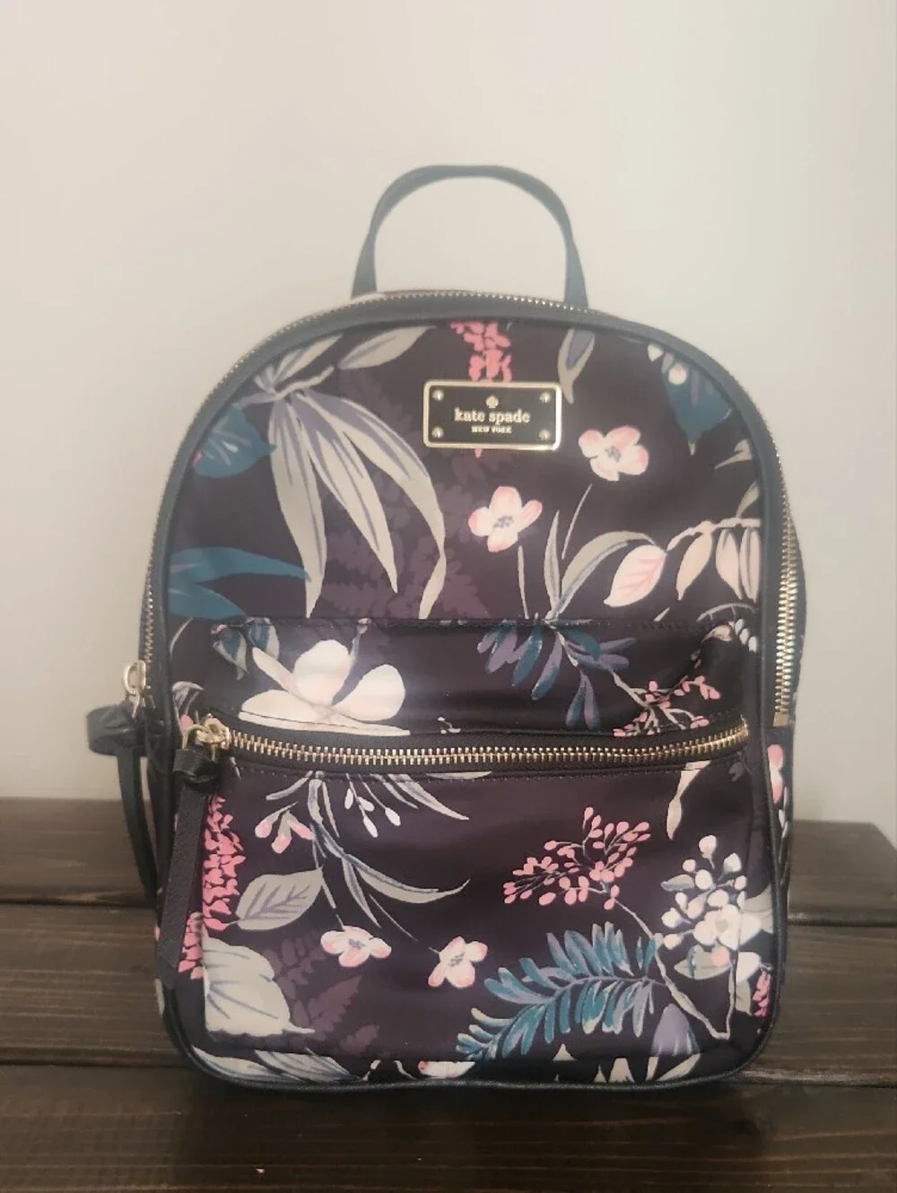 Kate Spade Black Floral Mini Backpack